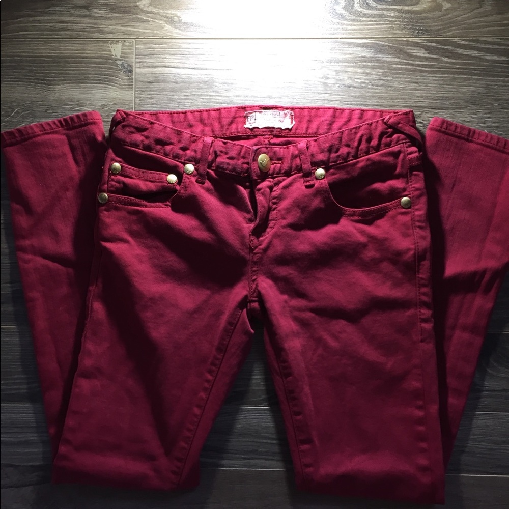 Free People red denim, size 25” waist